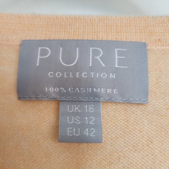Pure Collection Peach Cashmere Crew Neck Pullover Sweater Women's Size 12 - Picture 7 of 7